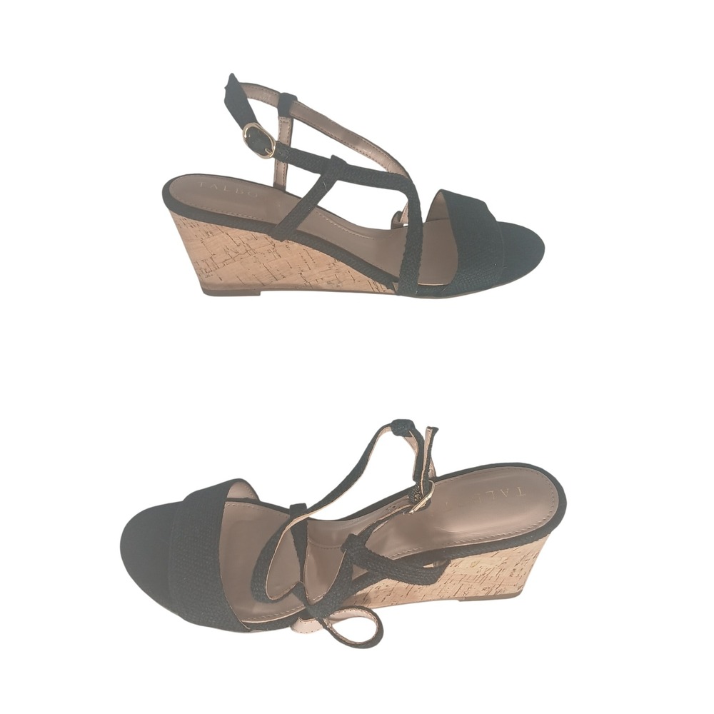 Talbots‎ Black Woven Espadrille Wedge Sandals Women's Size 8.5M
